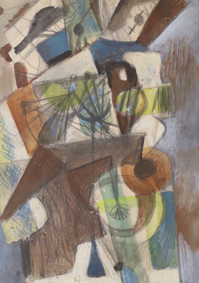 Piotr Mleczko (Polish, 1919-95), three oils / drawings, Figures in woodland, Pink Fish and Untitled composition, two signed, 50 x 40cm, 27 x 47cm and 29 x 20cm